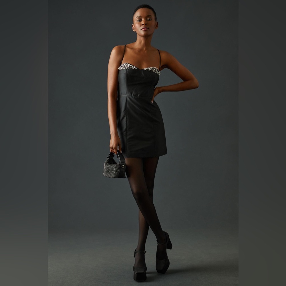 Maeve Embellished Sweetheart Mini Dress